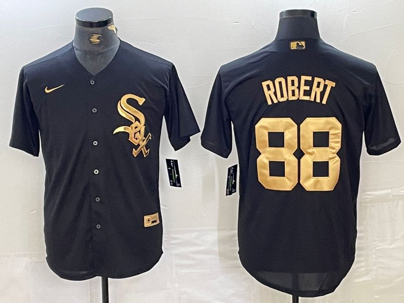 Men Chicago White Sox 88 Robert Black gold 4 th generation Nike 2024 MLB Jersey style 1